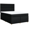 Image de vidaXL Lit boxspring avec matelas noir 160x200 cm Tissu
