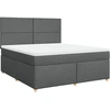 Image de vidaXL Lit boxspring avec matelas gris foncé 180x200 cm Tissu