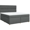 Image de vidaXL Lit boxspring avec matelas gris foncé 180x200 cm Tissu