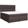 Image de vidaXL Lit boxspring avec matelas brun foncé 180x200 cm Tissu