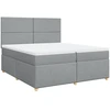 Image de vidaXL Lit boxspring avec matelas gris clair 200x200 cm Tissu