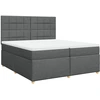 Image de vidaXL Lit boxspring avec matelas gris foncé 200x200 cm Tissu
