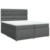 Image de vidaXL Lit boxspring avec matelas gris foncé 200x200 cm Tissu