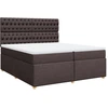 Image de vidaXL Lit boxspring avec matelas brun foncé 200x200 cm Tissu