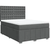 Image de vidaXL Lit boxspring avec matelas gris foncé 140x200 cm Tissu