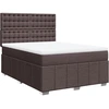 Image de vidaXL Lit boxspring avec matelas Marron foncé 140x200 cm Tissu