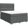 Image de vidaXL Lit boxspring avec matelas gris foncé 160x200 cm Tissu