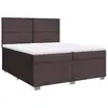 Image de vidaXL Lit boxspring avec matelas brun foncé 200x200 cm Tissu
