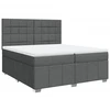 Image de vidaXL Lit boxspring avec matelas gris foncé 200x200 cm Tissu