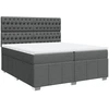 Image de vidaXL Lit boxspring avec matelas gris foncé 200x200 cm Tissu