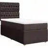 Image de vidaXL Lit boxspring avec matelas brun foncé 80x200 cm Tissu