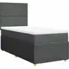 Image de vidaXL Lit boxspring avec matelas gris foncé 90x190 cm Tissu
