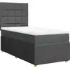 Image de vidaXL Lit boxspring avec matelas gris foncé 90x190 cm Tissu