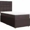Image de vidaXL Lit boxspring avec matelas brun foncé 90x190 cm Tissu