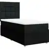 Image de vidaXL Lit boxspring avec matelas noir 90x200 cm Tissu