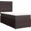 Image de vidaXL Lit boxspring avec matelas brun foncé 90x200 cm Tissu