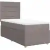 Image de vidaXL Lit boxspring avec matelas Taupe 90x200 cm Tissu