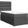 Image de vidaXL Lit boxspring avec matelas gris foncé 90x200 cm Tissu