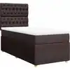 Image de vidaXL Lit boxspring avec matelas brun foncé 90x200 cm Tissu