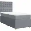 Image de vidaXL Lit boxspring avec matelas gris clair 90x200 cm Tissu