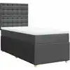 Image de vidaXL Lit boxspring avec matelas gris foncé 90x200 cm Tissu