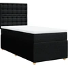 Image de vidaXL Lit boxspring avec matelas noir 90x200 cm Tissu
