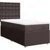 Image de vidaXL Lit boxspring avec matelas brun foncé 90x200 cm Tissu