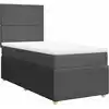 Image de vidaXL Lit boxspring avec matelas gris foncé 100x200 cm Tissu