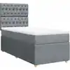 Image de vidaXL Lit boxspring avec matelas gris clair 100x200 cm Tissu