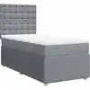 Image de vidaXL Lit boxspring avec matelas gris clair 100x200 cm Tissu