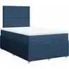 Image de vidaXL Lit boxspring avec matelas bleu 120x190 cm Tissu