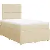 Image de vidaXL Lit Boxspring avec matelas Crème 120x200 cm Tissu