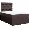Image de vidaXL Lit boxspring avec matelas brun foncé 120x200 cm Tissu