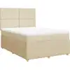 Image de vidaXL Lit boxspring avec matelas Crème 140x190 cm Tissu