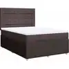 Image de vidaXL Lit boxspring avec matelas brun foncé 140x190 cm Tissu