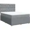 Image de vidaXL Lit boxspring avec matelas gris clair 140x190 cm Tissu