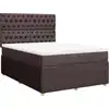 Image de vidaXL Lit boxspring avec matelas brun foncé 140x190 cm Tissu