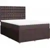 Image de vidaXL Lit boxspring avec matelas brun foncé 140x190 cm Tissu