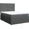 Image de vidaXL Lit boxspring avec matelas gris foncé 140x200 cm Tissu