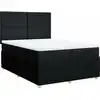 Image de vidaXL Lit boxspring avec matelas noir 140x200 cm Tissu