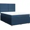 Image de vidaXL Lit boxspring avec matelas bleu 140x200 cm Tissu