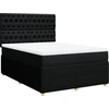Image de vidaXL Lit boxspring avec matelas noir 140x200 cm Tissu