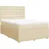 Image de vidaXL Lit boxspring avec matelas Crème 140x200 cm Tissu