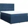 Image de vidaXL Lit boxspring avec matelas bleu 140x200 cm Tissu