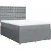 Image de vidaXL Lit boxspring avec matelas gris clair 160x200 cm Tissu