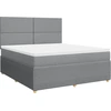 Image de vidaXL Lit boxspring avec matelas gris clair 180x200 cm Tissu