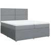 Image de vidaXL Lit boxspring avec matelas gris clair 200x200 cm Tissu