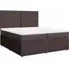 Image de vidaXL Lit boxspring avec matelas brun foncé 200x200 cm Tissu