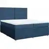 Image de vidaXL Lit boxspring avec matelas bleu 200x200 cm Tissu