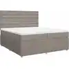 Image de vidaXL Lit boxspring avec matelas Taupe 200x200 cm Tissu